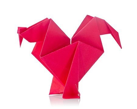 simsearch:400-09170569,k - Red cock of origami, Isolated on white background Foto de stock - Super Valor sin royalties y Suscripción, Código: 400-08734754