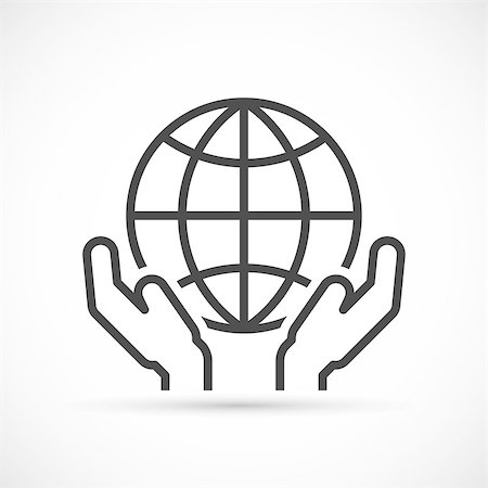 simsearch:400-04043891,k - Hands holding globe icon. Peace Day concept. Outline design Photographie de stock - Aubaine LD & Abonnement, Code: 400-08734751