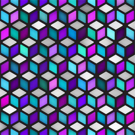 Vector Seamless Multicolor Gradient Cube Shape Rhombus Grid Geometric Pattern. Abstract Geometric Background Design Stock Photo - Budget Royalty-Free & Subscription, Code: 400-08735096