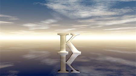 metal uppercase letter k under cloudy sky - 3d rendering Stock Photo - Budget Royalty-Free & Subscription, Code: 400-08735460