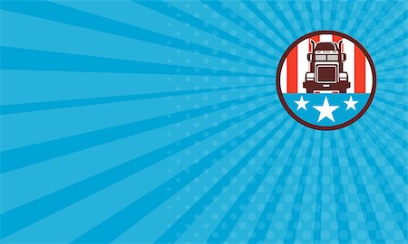 Business card showing illustration of a truck viewed from front set inside circle with american stars and stripes in the background done in retro style. Stock Photo - Budget Royalty-Free & Subscription, Code: 400-08735529