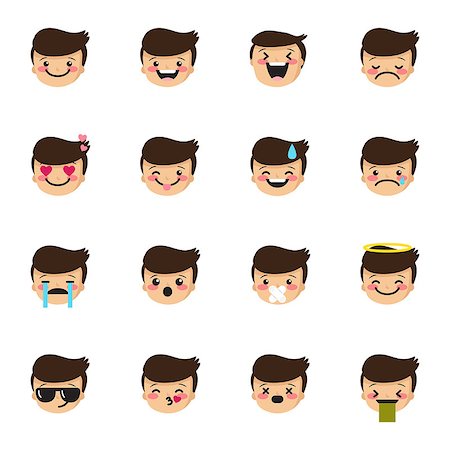 Vector boy emoticons collection. Cute little kid emoji set Stock Photo - Budget Royalty-Free & Subscription, Code: 400-08735646