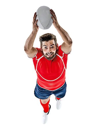 playing rugby - one caucasian rugby player man studio isolated on white background Stock Photo - Budget Royalty-Free & Subscription, Code: 400-08735677