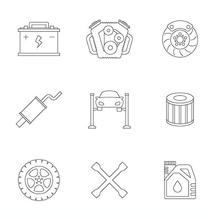Auto service linear icons Stock Photo - Budget Royalty-Free & Subscription, Code: 400-08735794