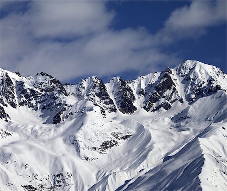 simsearch:400-08671175,k - Winter mountains at nice sunny day. View from chair lift on Hatsvali, Svaneti region of Georgia. Caucasus Mountains. Stock Photo - Budget Royalty-Free & Subscription, Code: 400-08735939