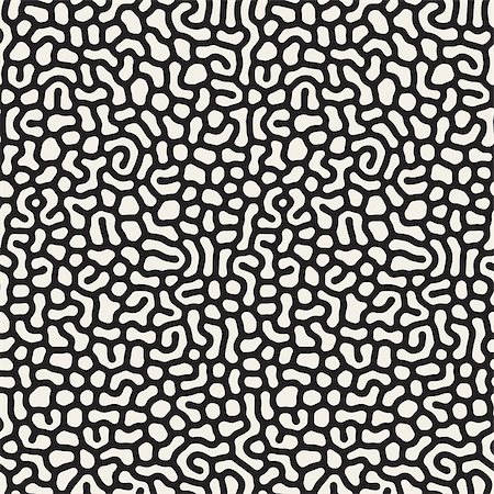 simsearch:400-08734089,k - Vector Seamless Black and White Organic Lines Pattern. Abstract Freehand Background Design Stockbilder - Microstock & Abonnement, Bildnummer: 400-08736191