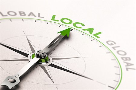 simsearch:400-08184863,k - 3D illustration of a compass with needle pointing the word local business. Concept of an ethical economy Photographie de stock - Aubaine LD & Abonnement, Code: 400-08736580