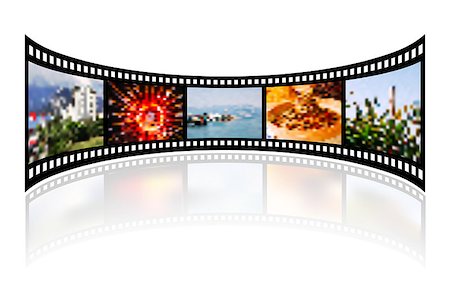 film roll - Film strip with reflection on white. Vector illustration Stock Photo - Budget Royalty-Free & Subscription, Code: 400-08736597