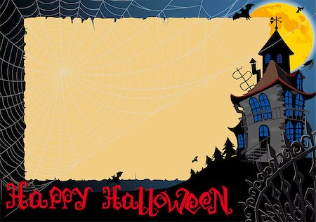sharpner (artist) - Postcard on Halloween spider web, moon and empty place for invitation Stockbilder - Microstock & Abonnement, Bildnummer: 400-08737038