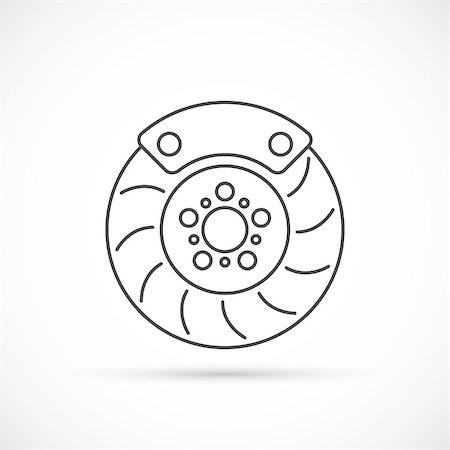 Brake disc outline icon. Car repair service concept Stock Photo - Budget Royalty-Free & Subscription, Code: 400-08737444