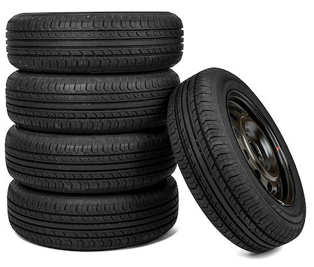 Front view photo of some tires. Isolated on white background for repair shop or shop design Stock Photo - Budget Royalty-Free & Subscription, Code: 400-08730162