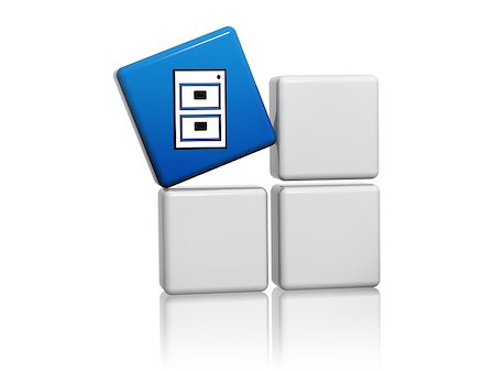 server sign - blue cube with white symbol on grey boxes 3D illustration, computer network icon concept Foto de stock - Super Valor sin royalties y Suscripción, Código: 400-08730359