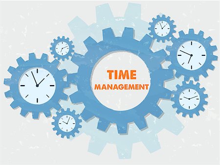 simsearch:400-09010206,k - time management with clock signs - business organizing concept words and symbols - red text in blue grunge flat design gear wheels Stockbilder - Microstock & Abonnement, Bildnummer: 400-08730381