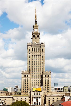 simsearch:400-06059972,k - Palace Of Culture And Science against the cloudy sky. Stock Photo - Budget Royalty-Free & Subscription, Code: 400-08730394