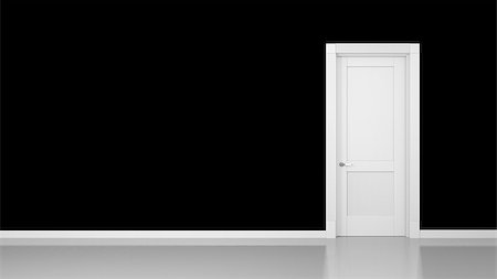 simsearch:400-08284488,k - 3D render of a black wall and a door in an empty flat with space for your content Stock Photo - Budget Royalty-Free & Subscription, Code: 400-08730461