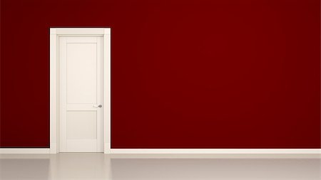 simsearch:400-08284488,k - 3D render of a red wall and a door in an empty flat with space for your content Stock Photo - Budget Royalty-Free & Subscription, Code: 400-08730463