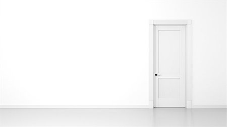 simsearch:400-08284488,k - 3D render of a white wall and a door in an empty flat with space for your content Stock Photo - Budget Royalty-Free & Subscription, Code: 400-08730550
