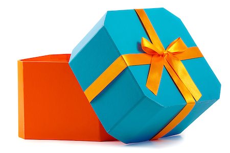 sergey02 (artist) - Open gift box with orange bow isolated on white Stockbilder - Microstock & Abonnement, Bildnummer: 400-08730566