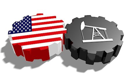 simsearch:400-08288721,k - Cog wheels connection. Oil pump icon and USA flag on gears. Heavy and mining industry concept. 3D rendering Foto de stock - Super Valor sin royalties y Suscripción, Código: 400-08730593