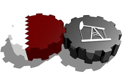 simsearch:400-08288721,k - Cog wheels connection. Oil pump icon and Qatar flag on gears. Heavy and mining industry concept. 3D rendering Foto de stock - Super Valor sin royalties y Suscripción, Código: 400-08730602