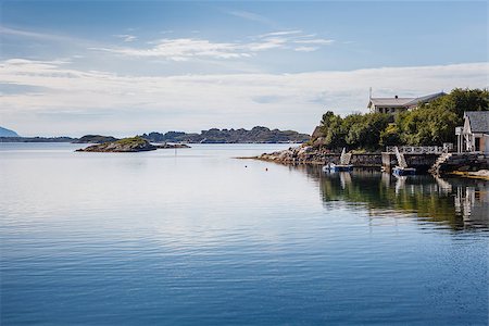 scandinavian blue house - Beautiful view on nowegian fjords. Tranquil scene. Stock Photo - Budget Royalty-Free & Subscription, Code: 400-08730727
