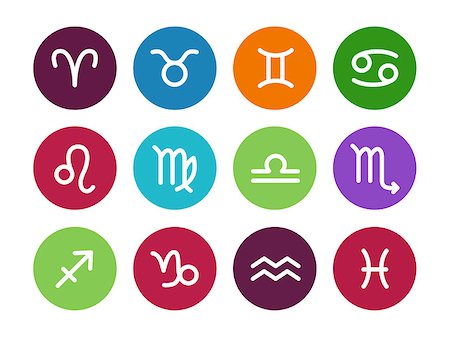 Zodiac circle icons on white background. Vector illustration. Stock Photo - Budget Royalty-Free & Subscription, Code: 400-08730782