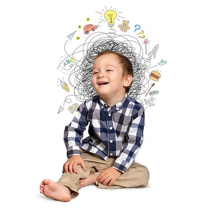 Little boy thinking about the childrens stuff Stock Photo - Budget Royalty-Free & Subscription, Code: 400-08730909