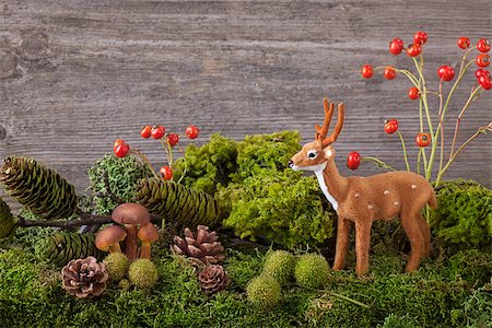 fall season deer - Autumn decoration over a wooden background Stock Photo - Budget Royalty-Free & Subscription, Code: 400-08730999