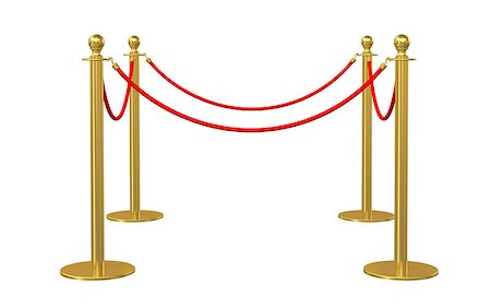 simsearch:400-09153929,k - Golden fence, stanchion with red barrier rope, isolated on white background. 3D illustration Foto de stock - Super Valor sin royalties y Suscripción, Código: 400-08731351