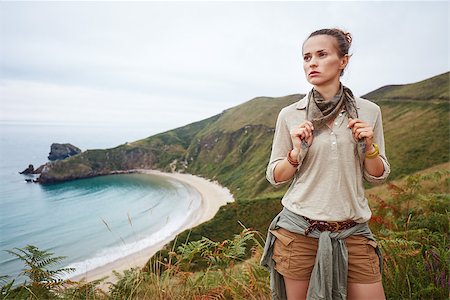 simsearch:862-03889629,k - Into the wild in Spain. adventure woman hiker in front of ocean view landscape Stock Photo - Budget Royalty-Free & Subscription, Code: 400-08731585