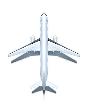 3d rendering of an airplane from above isolated on white Stock Photo - Budget Royalty-Free & Subscription, Code: 400-08731637