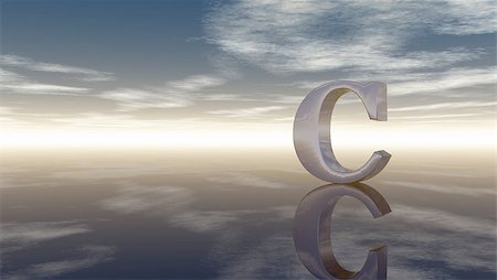 simsearch:400-05206164,k - metal uppercase letter c under cloudy sky - 3d rendering Stock Photo - Budget Royalty-Free & Subscription, Code: 400-08732106