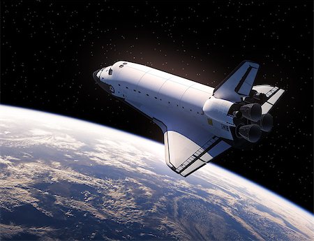 simsearch:400-08221425,k - Space Shuttle In Space. Realistic 3D Illustration. Stockbilder - Microstock & Abonnement, Bildnummer: 400-08732132