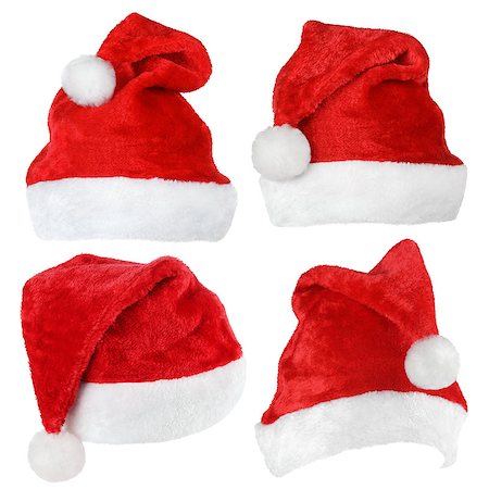 simsearch:400-05301621,k - Set of red Santa Claus hats isolated on white background Foto de stock - Super Valor sin royalties y Suscripción, Código: 400-08732150