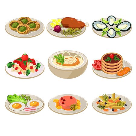 Set of food icons. European lunch. illustration Stock Photo - Budget Royalty-Free & Subscription, Code: 400-08732228