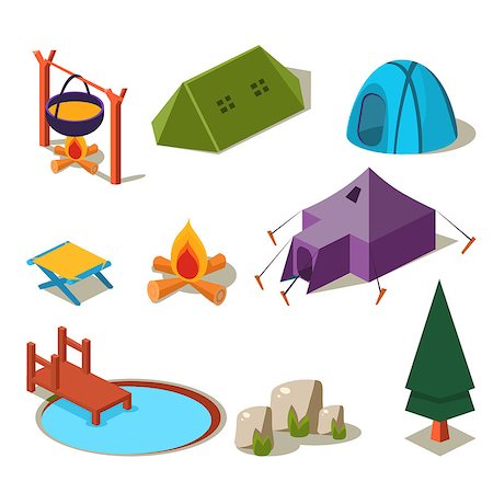 simsearch:400-09049135,k - Isometric 3d forest camping elements for landscape design illustration Stockbilder - Microstock & Abonnement, Bildnummer: 400-08732245
