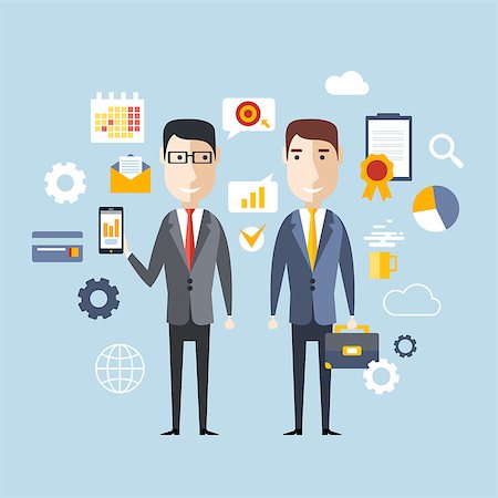 simsearch:400-05672615,k - illustration concept of successful partnership, business people cooperation agreement, teamwork solution of two businessman Foto de stock - Super Valor sin royalties y Suscripción, Código: 400-08732297