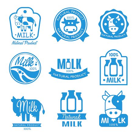 simsearch:400-08262916,k - Blue and white milk symbols, icons or logos for dairy, farm food design Photographie de stock - Aubaine LD & Abonnement, Code: 400-08732322