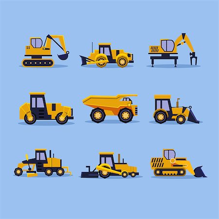 simsearch:400-05244668,k - Set icons yellow tractors illustration isolated Stock Photo - Budget Royalty-Free & Subscription, Code: 400-08732347