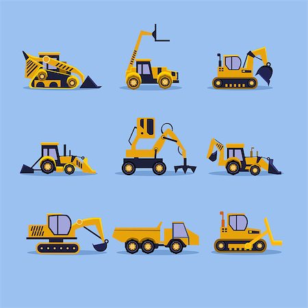 simsearch:400-05244668,k - Set icons yellow tractors illustration isolated Stock Photo - Budget Royalty-Free & Subscription, Code: 400-08732348