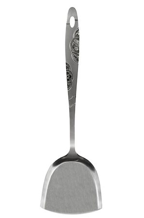 Kitchen spatula stainless steel against white background Stock Photo - Budget Royalty-Free & Subscription, Code: 400-08732957