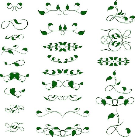 simsearch:400-08733136,k - Collection of green leaf vintage element of frames for text decoration and page divider Photographie de stock - Aubaine LD & Abonnement, Code: 400-08733052