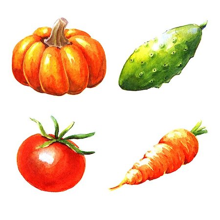 simsearch:400-08378503,k - Vegetables, watercolor illustration on white background Stock Photo - Budget Royalty-Free & Subscription, Code: 400-08733222