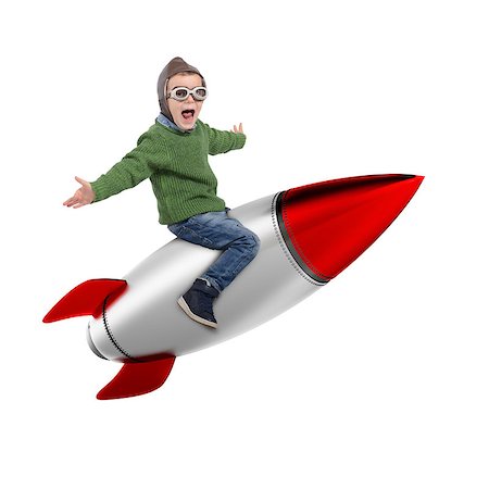 simsearch:400-07934066,k - 3D Rendering of happy child sitting on a missile Foto de stock - Royalty-Free Super Valor e Assinatura, Número: 400-08733265