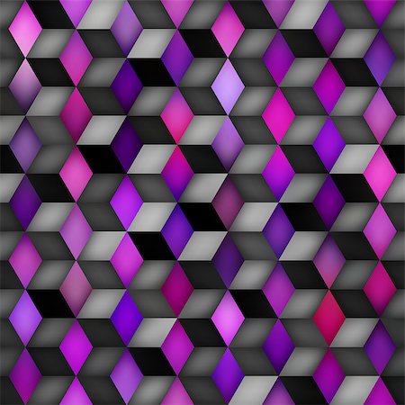 Vector Seamless Multicolor Gradient Cube Shape Rhombus Grid Purple Pink Shades Pattern. Abstract Geometric Background Design Stock Photo - Budget Royalty-Free & Subscription, Code: 400-08733305