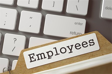 simsearch:400-08626154,k - Employees Concept. Word on Folder Register of Card Index. File Card Overlies Computer Keyboard. Closeup View. Toned Blurred  Illustration. 3D Rendering. Stock Photo - Budget Royalty-Free & Subscription, Code: 400-08733326