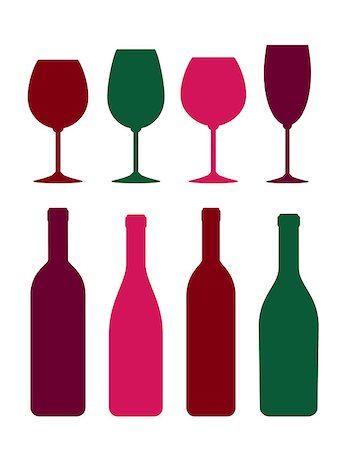simsearch:400-08791429,k - colorful wine bottle icon and glass set on white background Stockbilder - Microstock & Abonnement, Bildnummer: 400-08733415