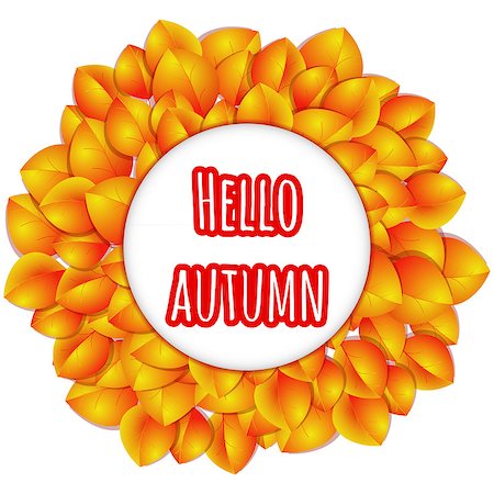 drawn images of maple leaves - Autumn round frame with real orange and red leaves. Hello autumn banner. Vector fall design. Autumn element for greeting card - vector illustration Stock Photo - Budget Royalty-Free & Subscription, Code: 400-08733438