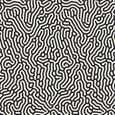 Vector Seamless Black and White Organic Lines Memphis Style Inspired Pattern. Abstract Freehand Background Design Fotografie stock - Microstock e Abbonamento, Codice: 400-08733578