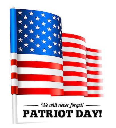 simsearch:400-07558325,k - Patriot Day, September 11 waving USA flag . Vector illustration Photographie de stock - Aubaine LD & Abonnement, Code: 400-08733634